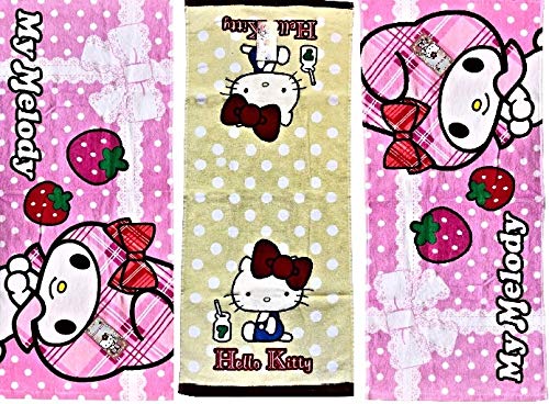 Hello Kitty Terry Hand Towel 3 Pack, 15x30 Inches, Soft & Absorbent, Perfect for Bathroom, Kitchen, and Kids' Room