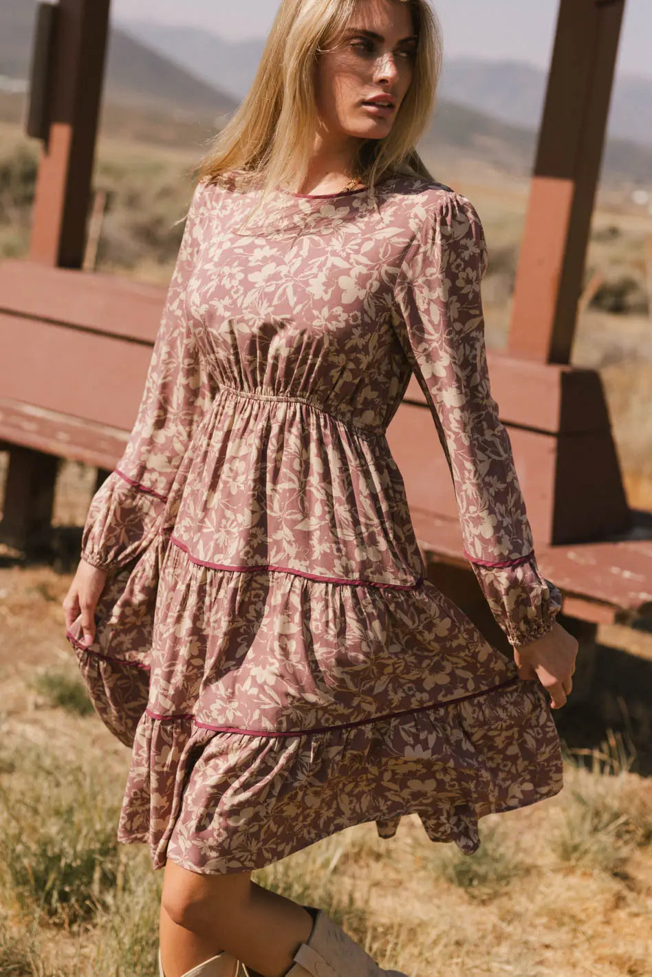 Arabella Floral Midi Dress - Women's Summer Boho Floral Print Dress with Short Sleeves & Elastic Waist | Perfect for Beach Vacations, Garden Parties & Date Nights