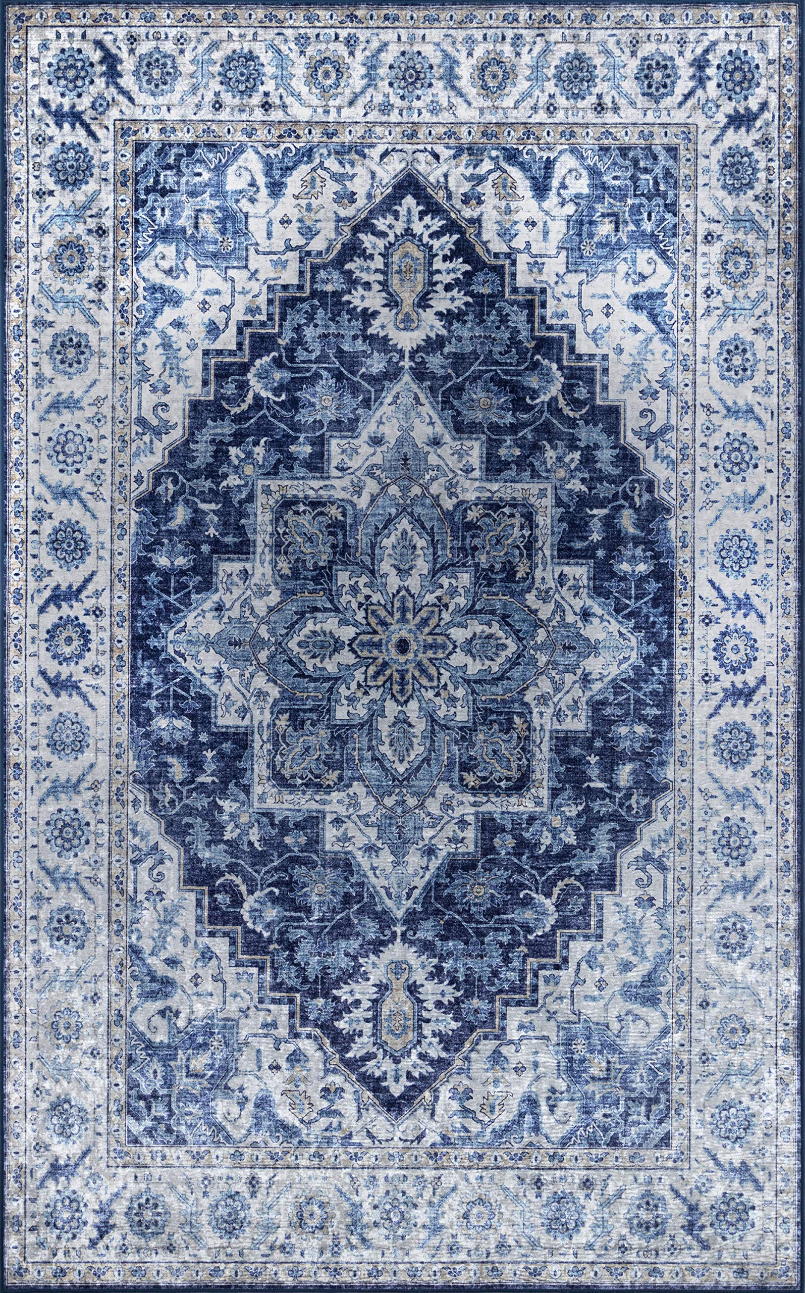 Nolita Rugs Montauk Polyester Blue Area Rug 6' X 9' - Soft & Durable Indoor Rug for Living Room, Bedroom, or Office Decor