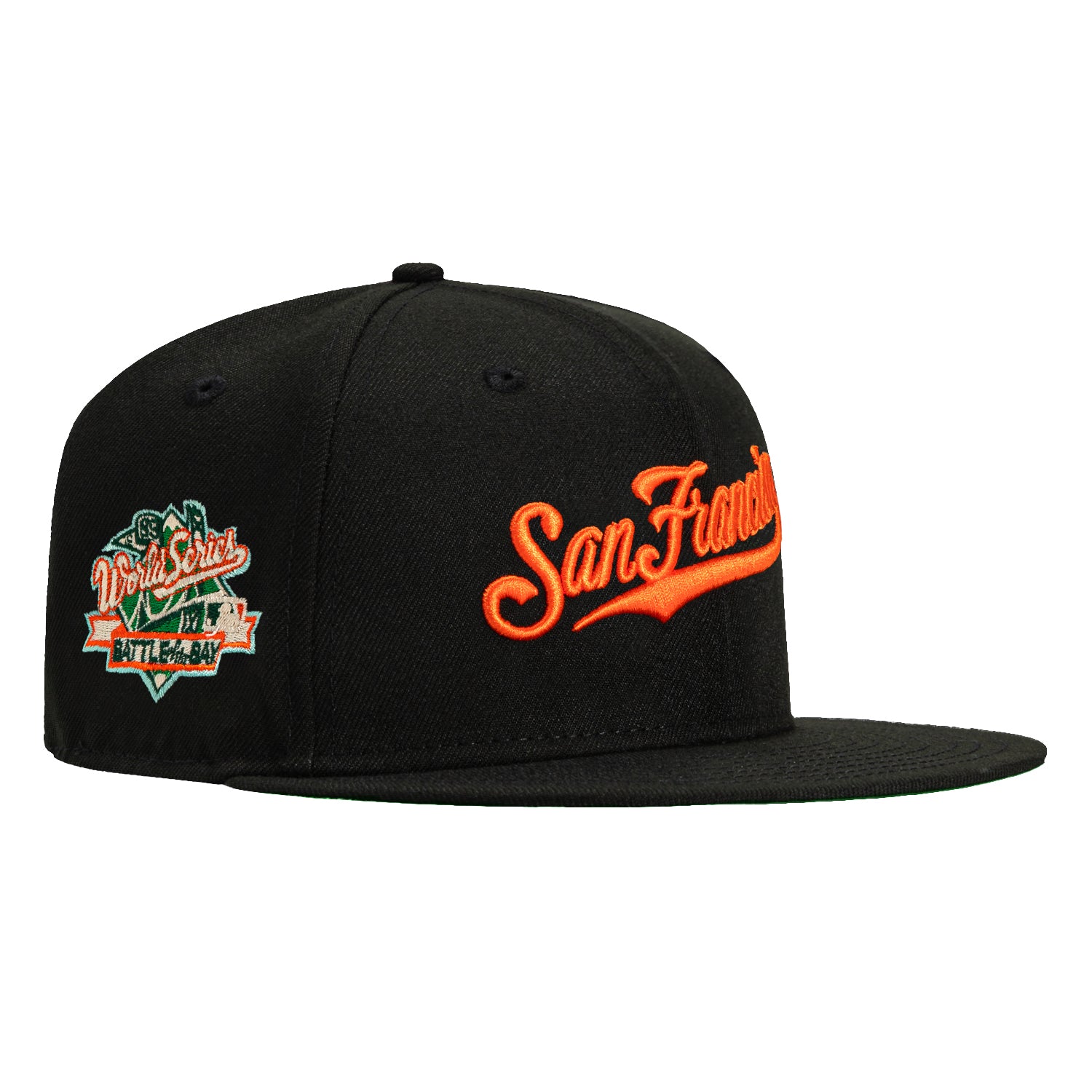 New Era 59Fifty San Francisco Giants Battle of the Bay Patch Script Hat - Black & Orange Baseball Cap for Men & Women - Perfect for Baseball Games, Fan Gear & Streetwear Fashion