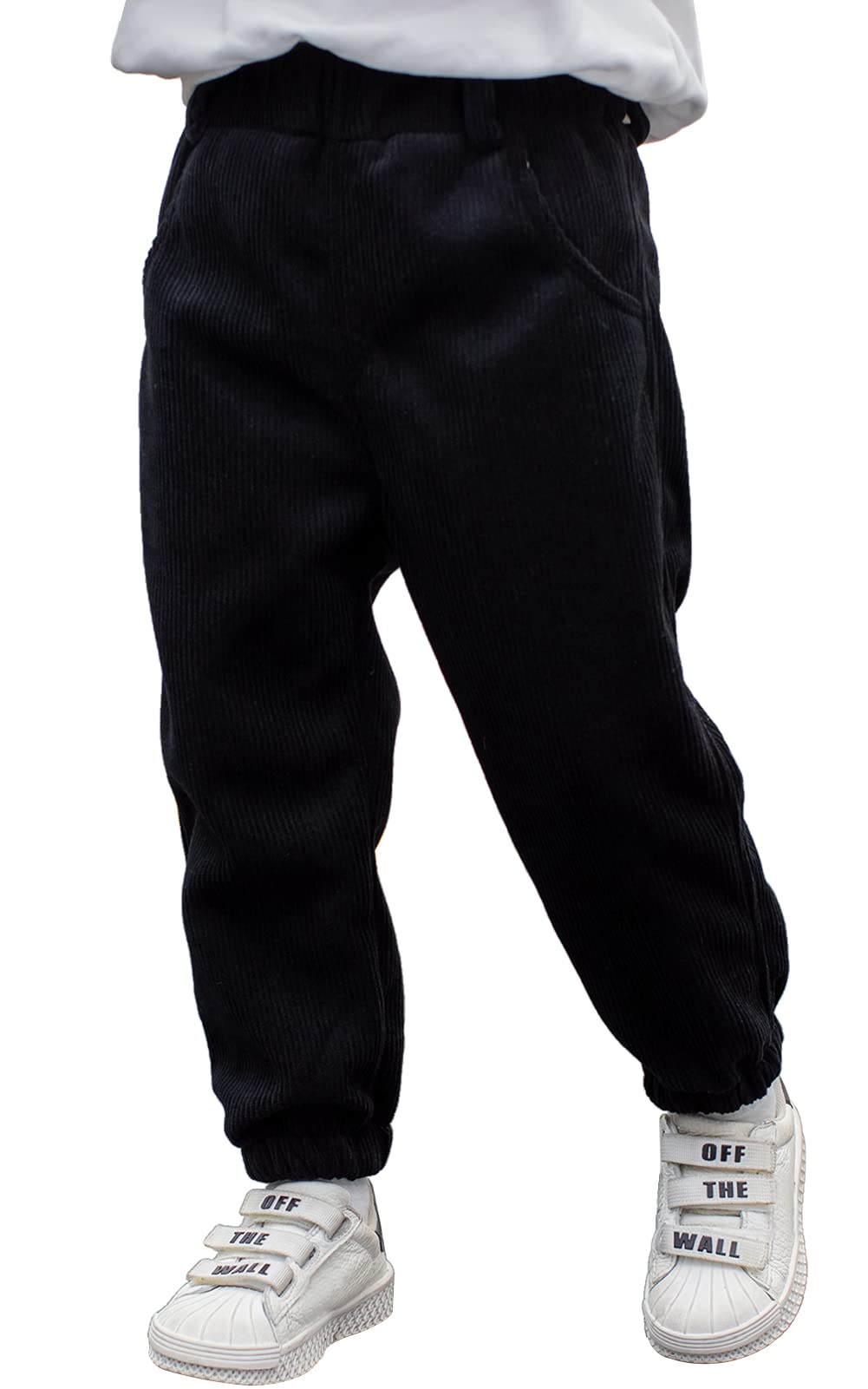 Happy Cherry Kids Casual Corduroy Pants for Boys & Girls - Elastic Waist Comfortable Winter Pants with Thick Warm Fabric - Perfect for School, Playdates & Outdoor Activities