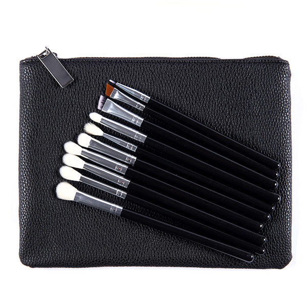 GRBT Pro Series 10-Piece Natural Blend Essential Eyes Brush Set - Perfect for Makeup Artists & Beginners - Ideal for Eyeshadow, Eyeliner & Eyebrow Styling