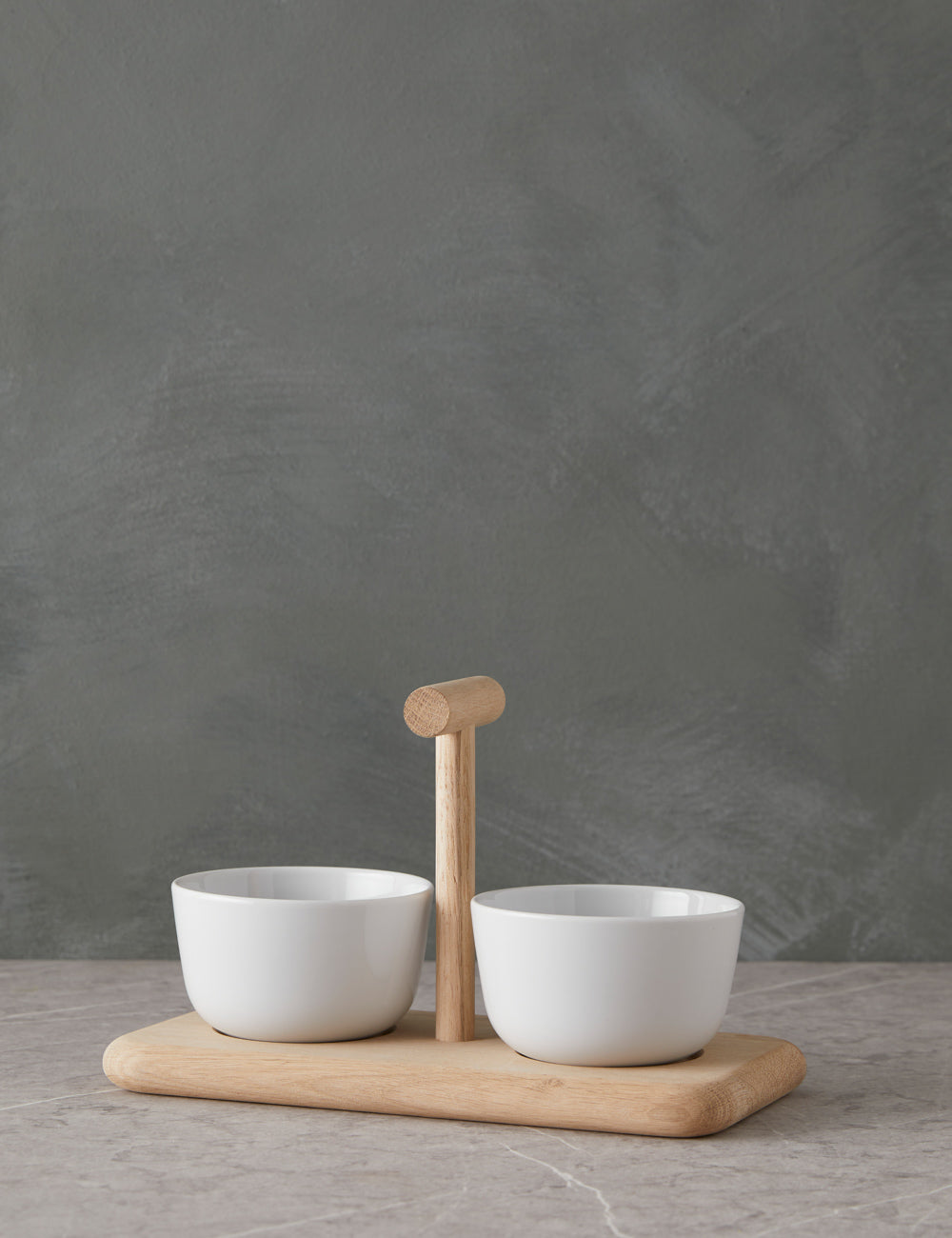 Premium Dine Duo Condiment Set with Natural Oak Wood Base - Salt and Pepper Shakers Set for Modern Dining & Kitchen Decor - Perfect for Home, Restaurant, and Gift Giving