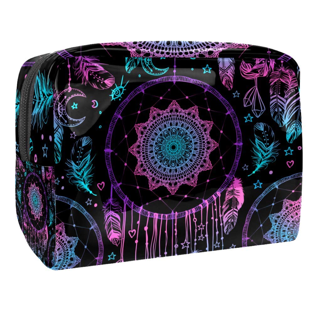 Portable Waterproof Makeup Bag with Zipper - Travel Toiletry Organizer for Women - Cosmetic Storage Pouch - Boho Dreamcatcher Design - Perfect for Travel, Gym & Daily Use