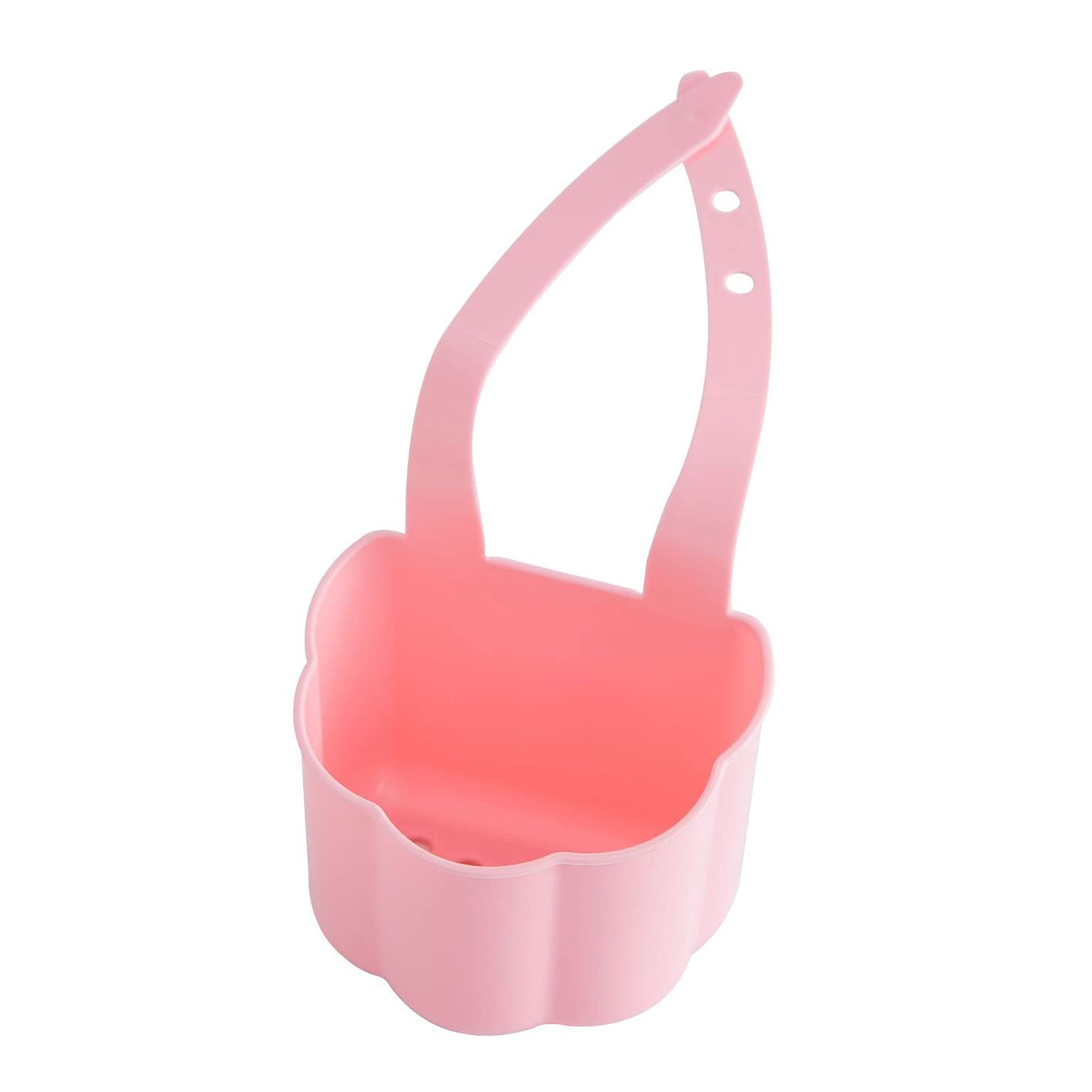 Portable Pink Kitchen Sink Organizer - Hanging Drain Rack, Sponge Holder, Soap & Debris Basket, Faucet Shelf for Efficient Home Kitchen Storage