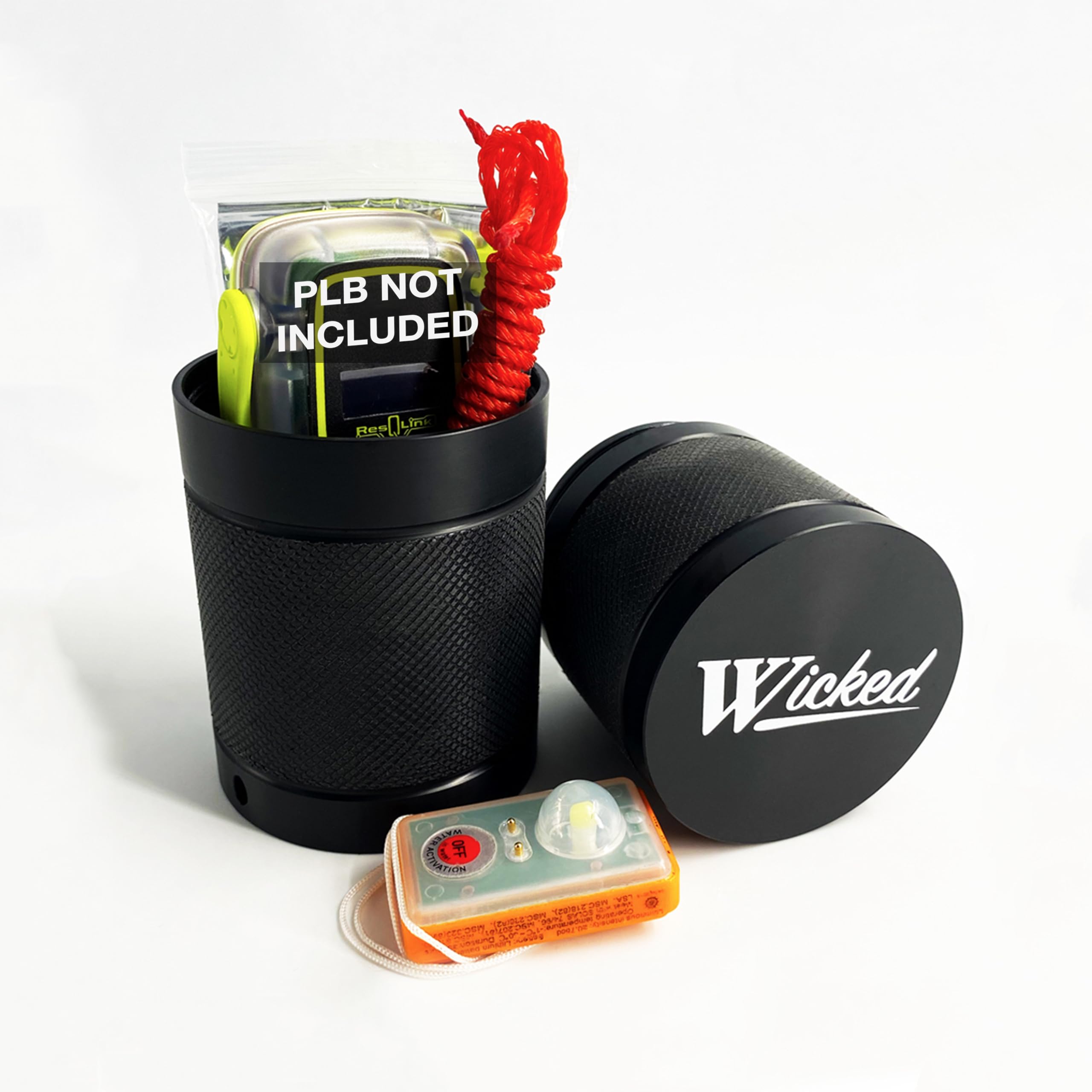 WICKED PLB Dive Safety Canister - 125M (410 ft) Waterproof Emergency Beacon for Scuba Diving & Marine Activities | Perfect for Deep Sea Exploration & Water Sports Safety