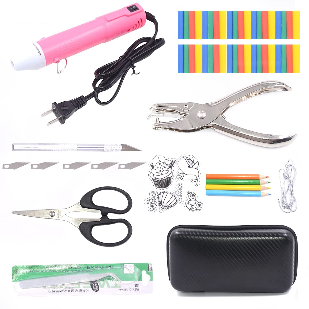 MOFA 150W Mini Heat Gun Kit with Stand - 110V Hot Air Gun Tool for Shrink Wrapping, Embossing, Drying Paint & DIY Crafts | Multi-Purpose Electric Heating Nozzle (Pink) - Perfect for Home Repairs, Art Projects & Electronics Work