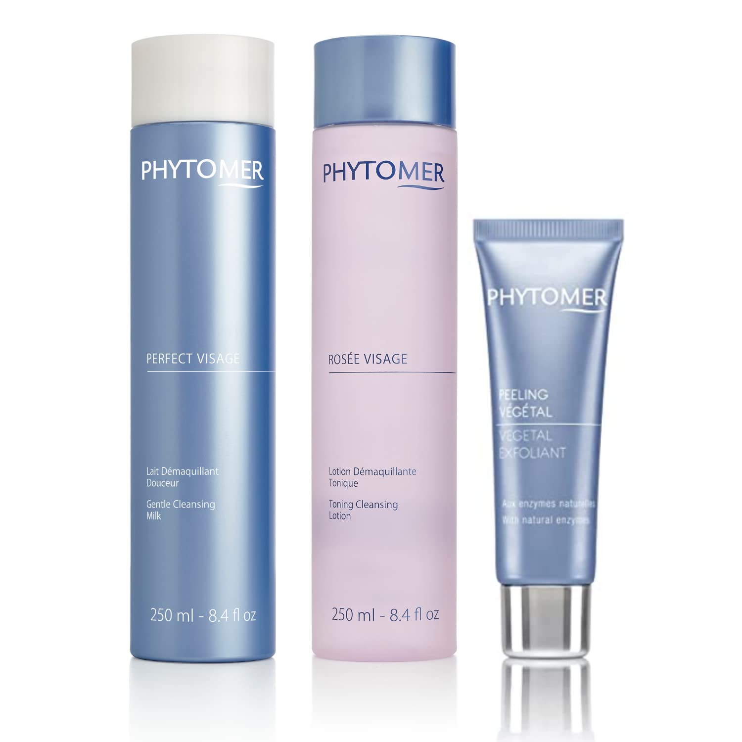 PHYTOMER Luxury Skincare Bundle: Rosée Visage Face Cleanser, Perfect Visage Toner & Vegetal Exfoliant - Deep Cleansing, Hydrating & Toning for Radiant Skin | Perfect for Daily Skincare Routine & Spa-Like Experience at Home