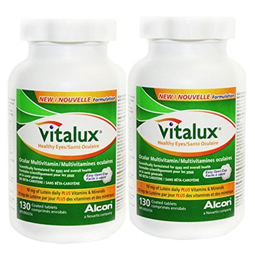 Vitalux Healthy Eyes Ocular Multivitamin Supplement - 10mg Lutein & Essential Nutrients for Eye Health - 130 Tablets Twin Pack (2 Bottles) - Supports Vision, Macular Health & Night Vision for Adults & Seniors