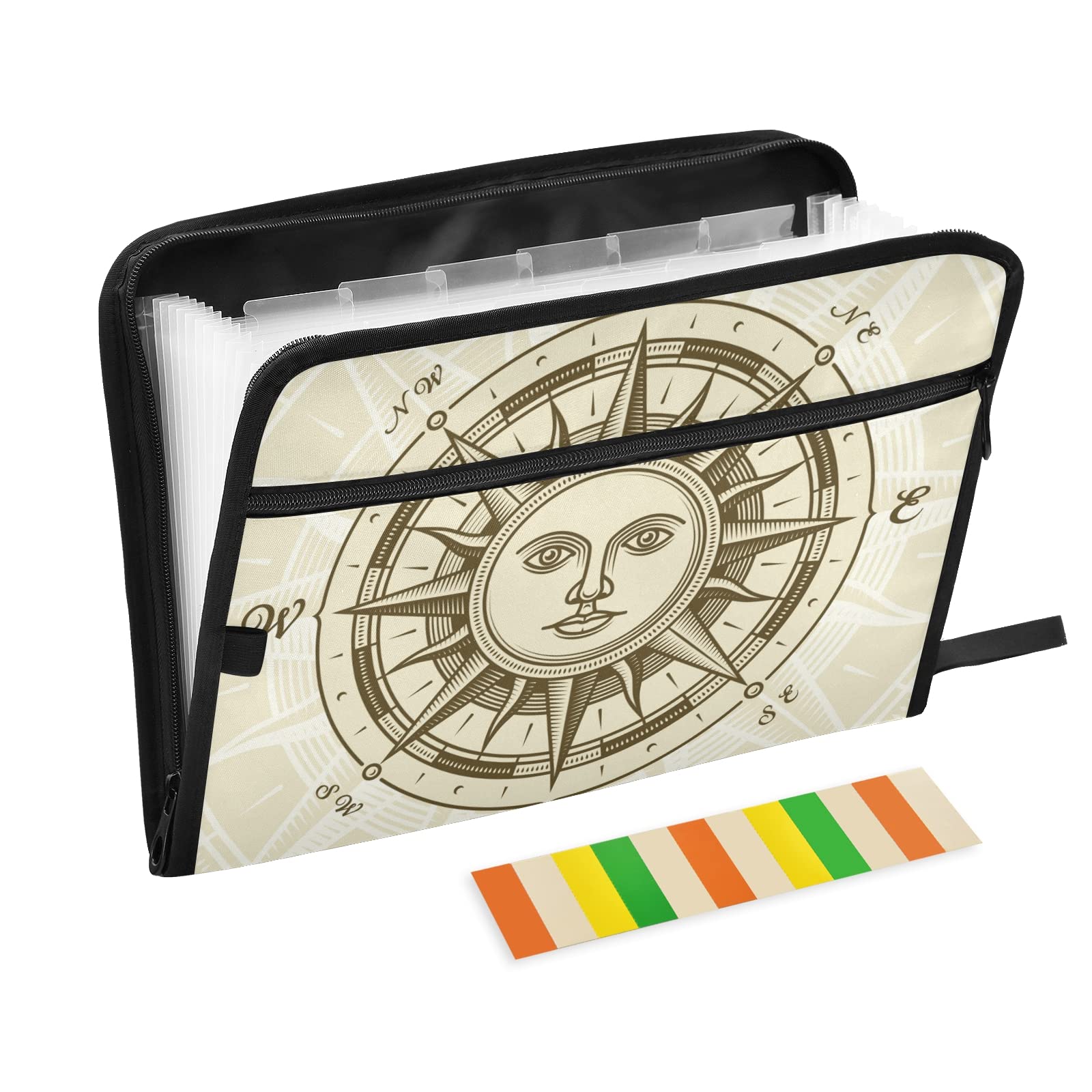 KFBE 13-Pocket Expanding File Folder with Sticky Labels - Accordion Organizer for Letter & A4 Documents - Zippered Closure (20811728) | Perfect for Office, School, and Home Document Storage
