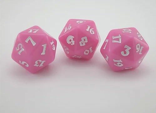 Black Oak Workshop Pink Death D20 Dice - Single 20-Sided Die for D&D, RPGs, Board Games & Tabletop Gaming