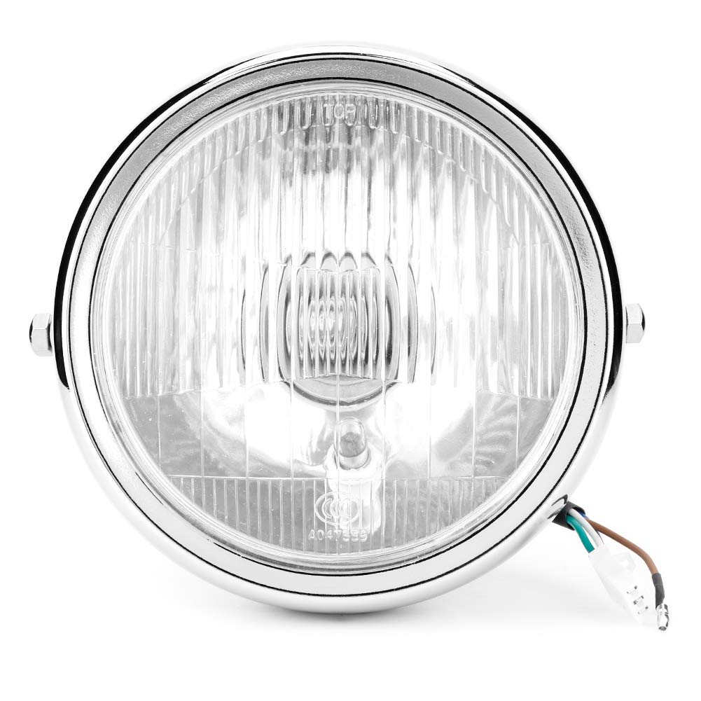 Universal Motorcycle Headlight for GN125 - Retro Silver Shell & White Lens for Night Riding