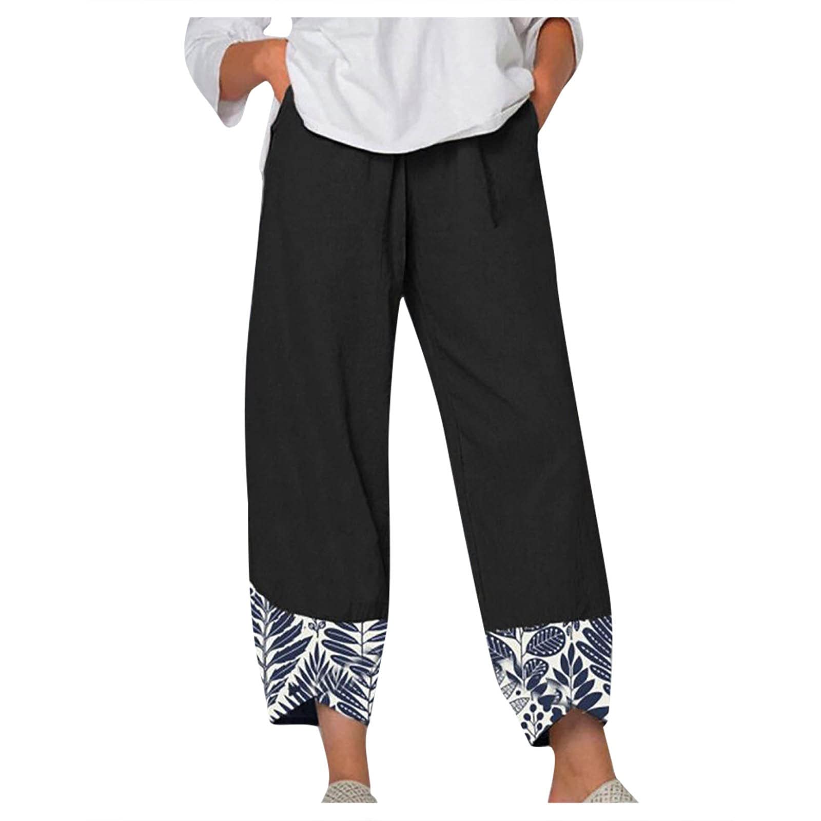 Women's High Waist Elastic Stretch Casual Pants - Floral Print Wide Leg Trousers with Comfortable Fit for Everyday Wear | Perfect for Office, Travel & Lounge