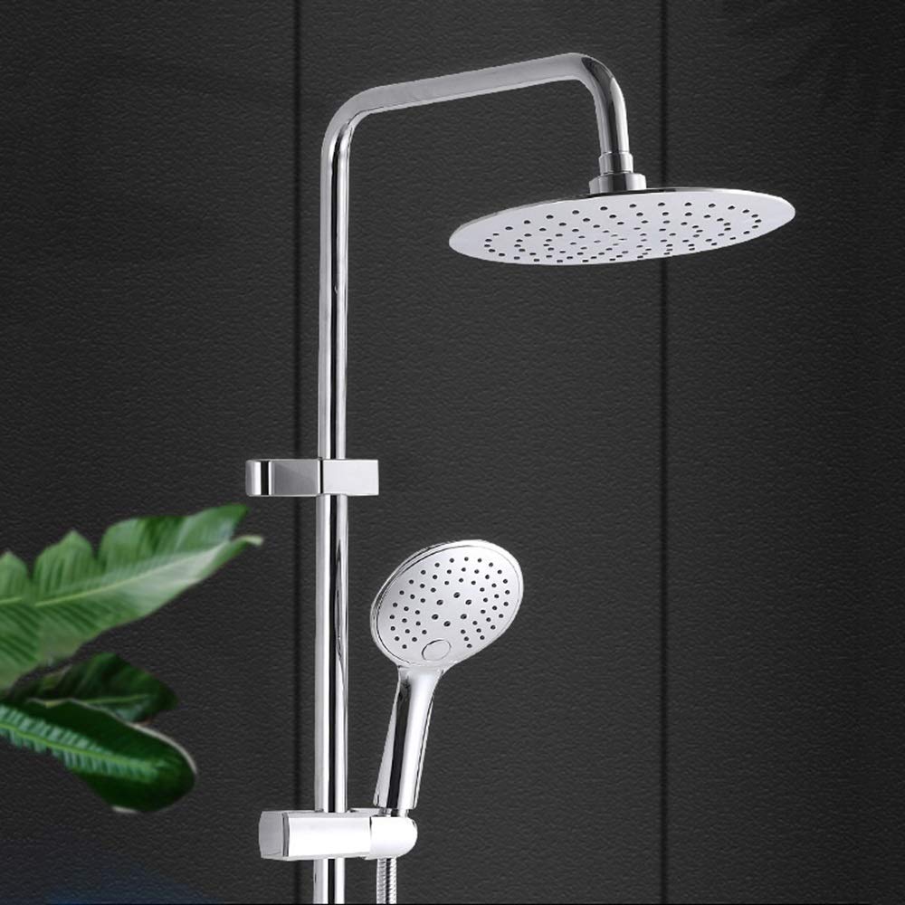 Premium Silver Pressurized Top Spray Shower Set with Copper Faucet & 3 Spray Modes - Modern Lift Shower System for Bathroom Renovation | Durable & Stylish for Home Spa Experience
