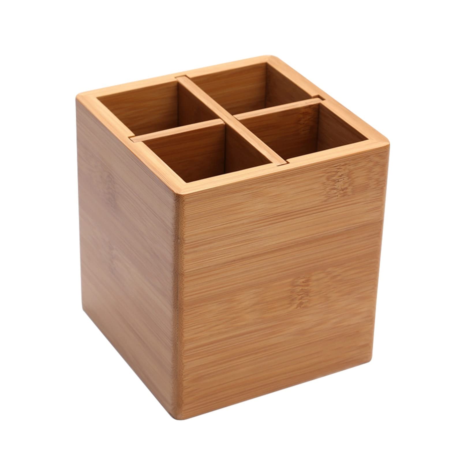 Bamboo Cutlery Holder - Chopstick Organizer with Drain Holes for Forks, Spoons & Kitchen Utensils | Countertop Storage Solution for Flatware, Spatulas & Cooking Tools | Perfect for Home, Restaurant & Office Kitchen Organization