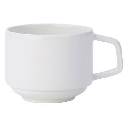 Villeroy & Boch Affinity 7.5 Oz Stackable Coffee Cups - Set of 6 White Porcelain Mugs for Home, Office, or Restaurant Use