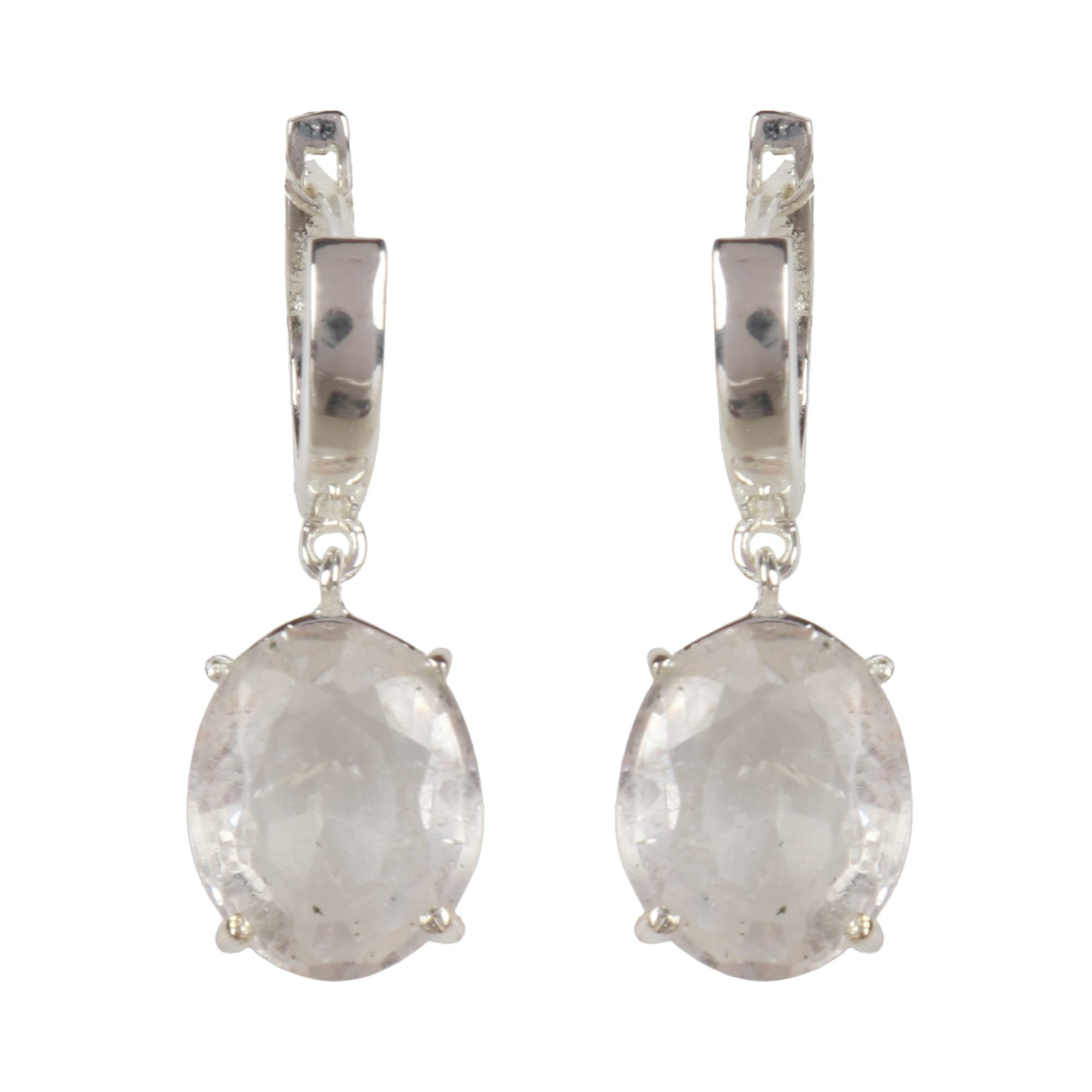 GEMHUB Oval White Topaz 925 Sterling Silver Dangle Earrings for Women | Elegant Jewelry Gift for Her | Perfect for Weddings, Parties & Special Occasions