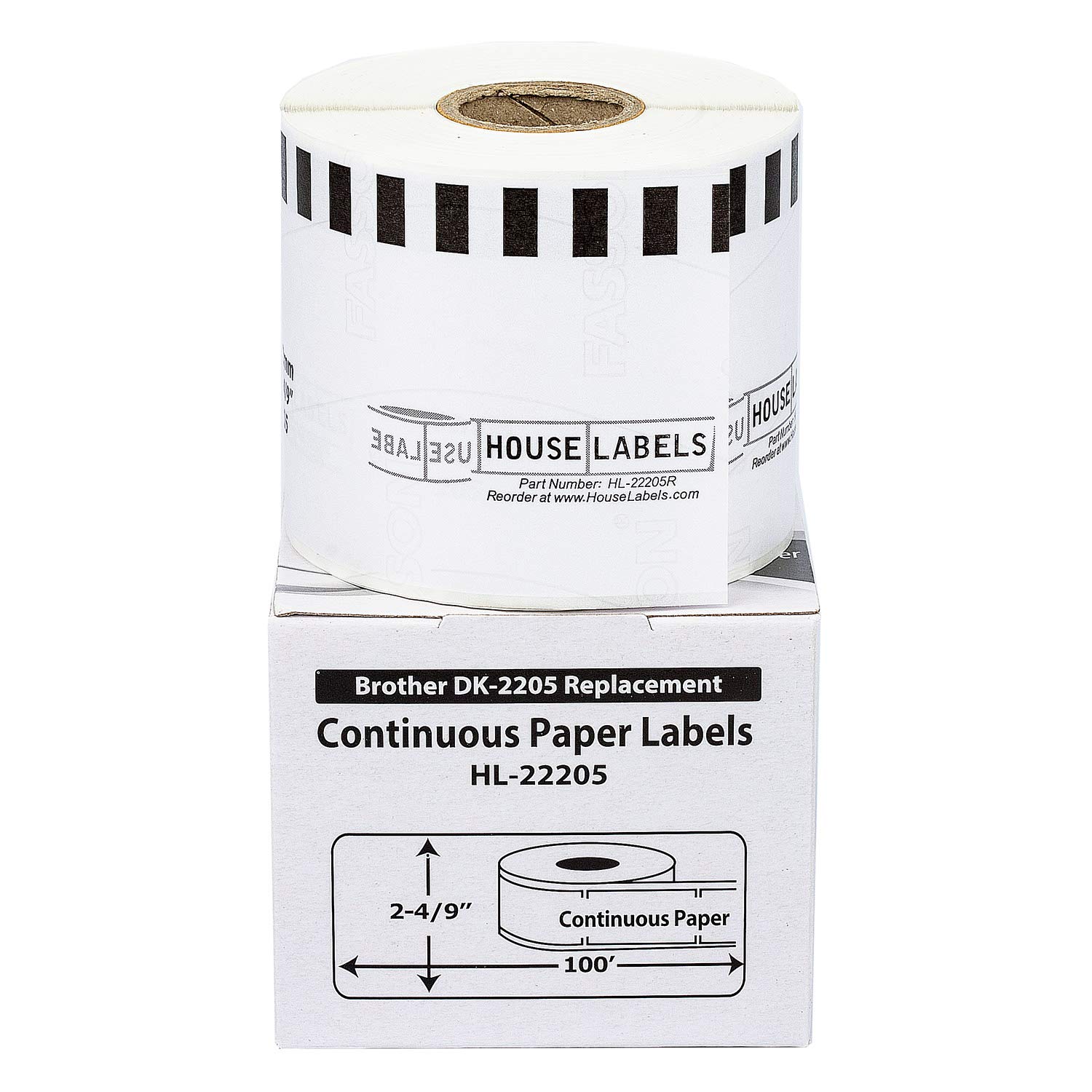 HOUSELABELS Compatible with Brother QL DK-2205 Label Printer - 12 Rolls of 2-4/9