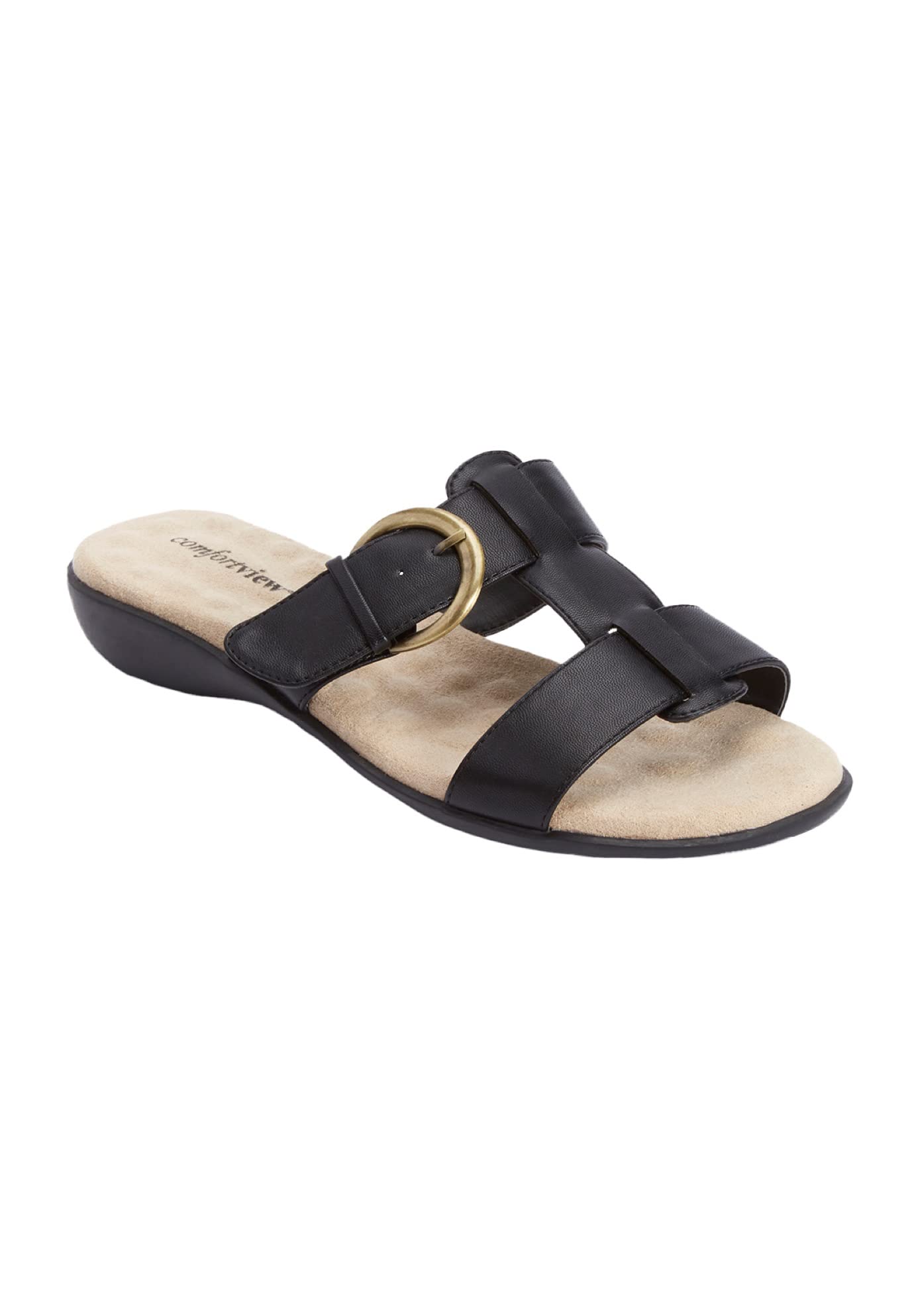 Comfortview Women's Wide Width The Dawn Sandal - Comfortable Casual Sandals for Wide Feet | Perfect for Walking, Travel & Summer Outfits