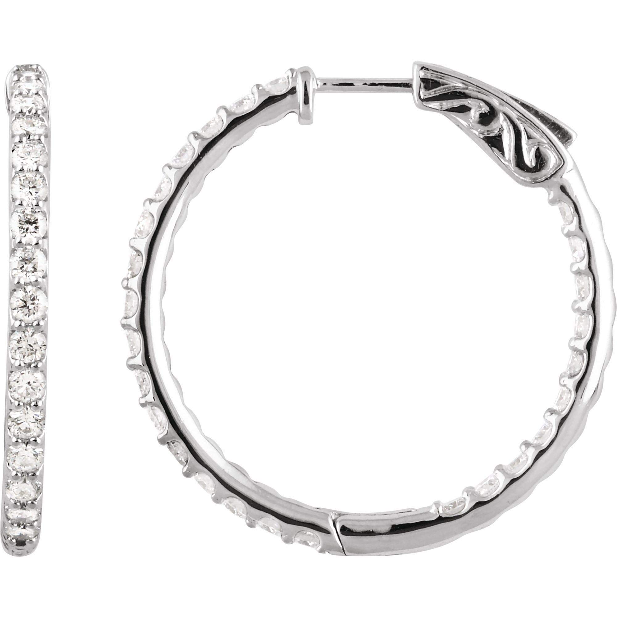 Sterling Silver Cubic Zirconia Inside-Outside Hoop Earrings 29.5mm - Elegant Dangle Earrings for Women, Perfect for Parties, Weddings & Everyday Wear