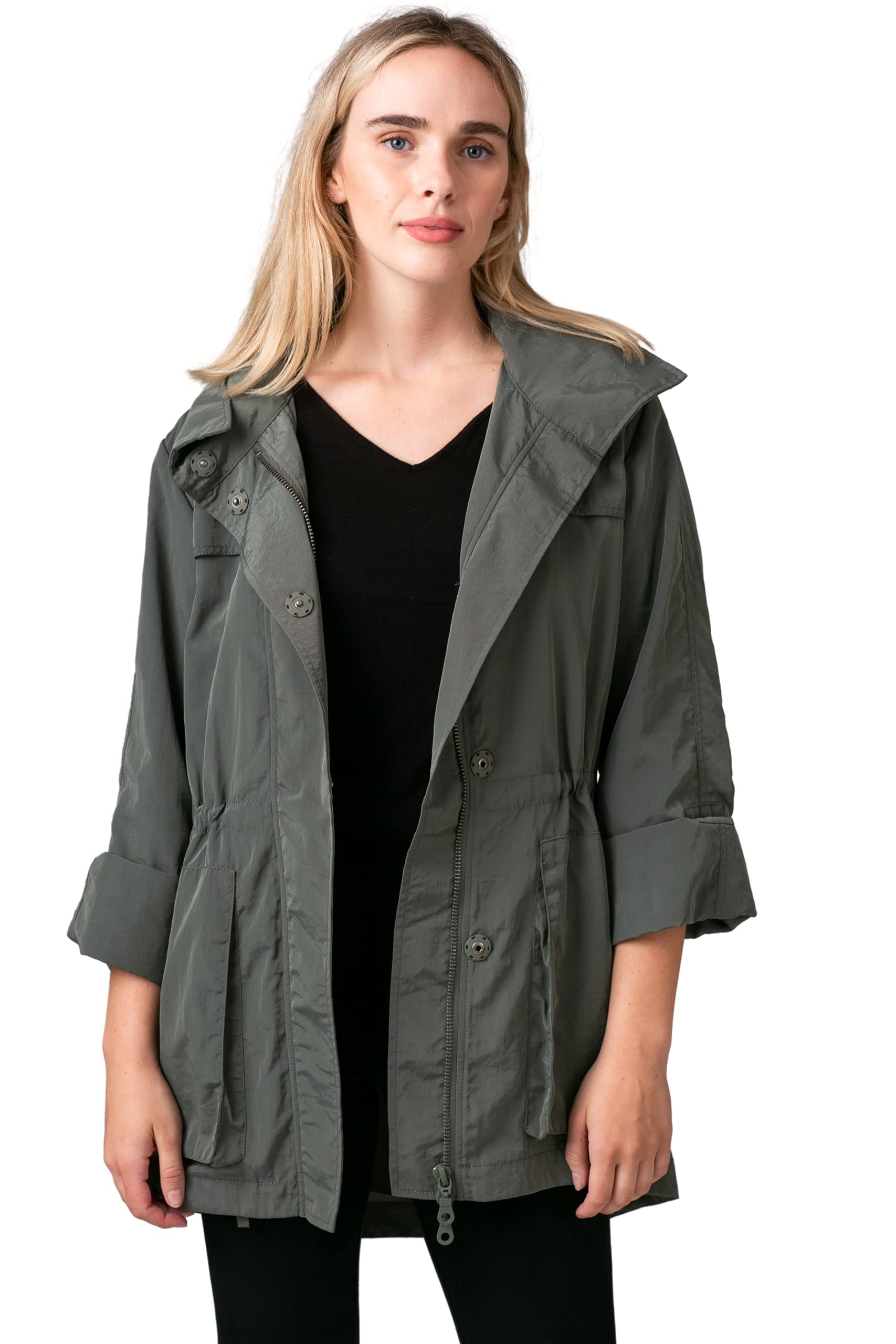 Women's Water-Resistant Hooded Anorak Jacket - Lightweight Nylon Windbreaker for Outdoor Activities, Hiking & Casual Wear