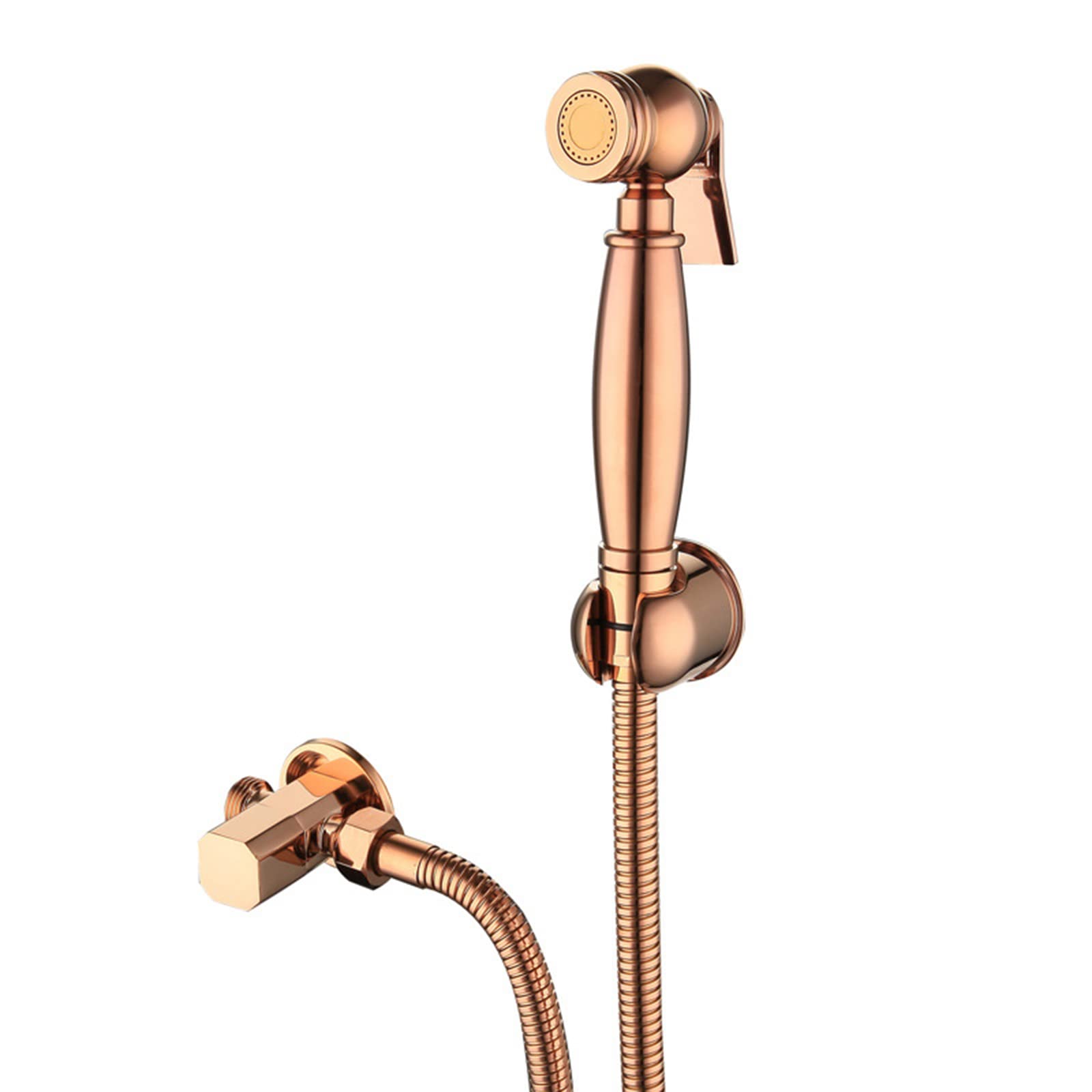Portable Handheld Toilet Sprayer - Brass Diaper Sprayer with Hose & Bracket for Baby Cloth, Feminine Hygiene & Pet Washing | Rose Gold Finish | Perfect for Nursery, Bathroom & Pet Care
