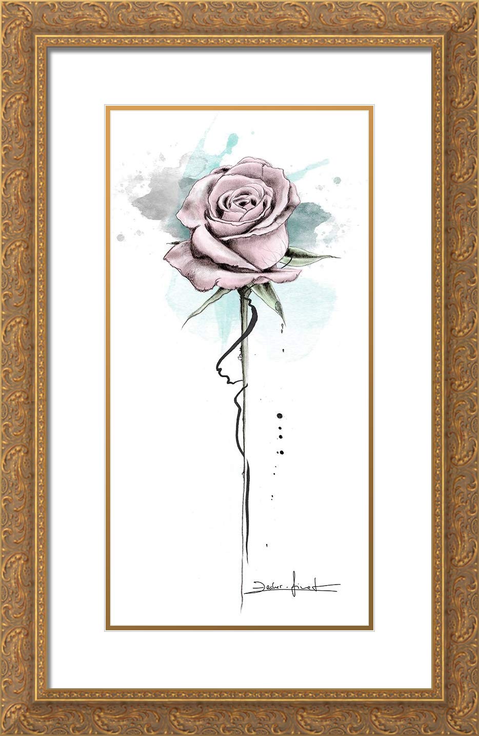 Zacher-Finet Isabelle 13x18 Gold Ornate Framed Double Matted Museum Art Print - Urban Romance II Wall Decor for Living Room, Bedroom & Office