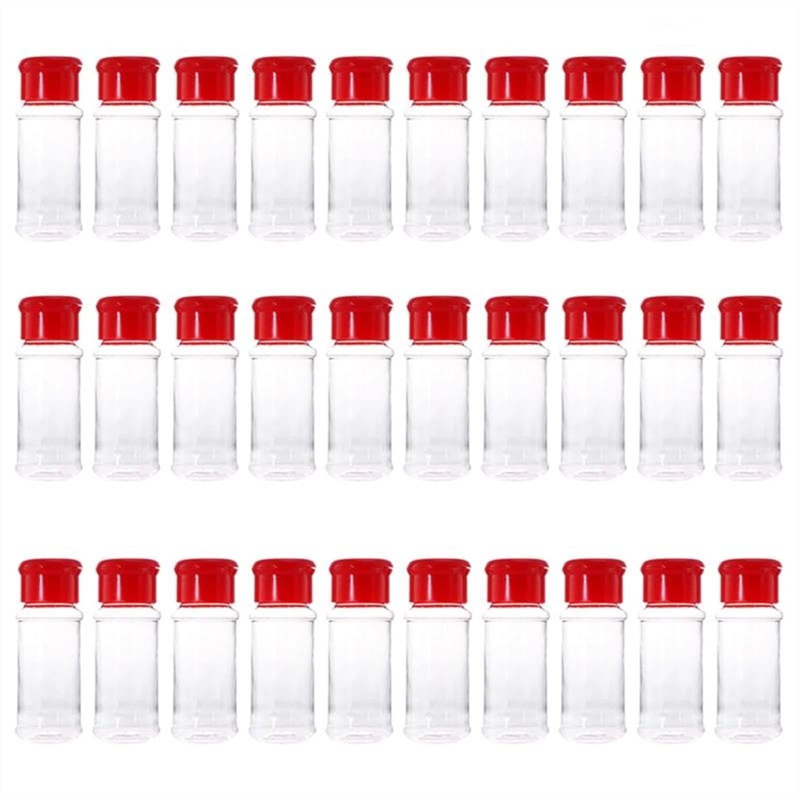 30-Piece Plastic Seasoning Bottle Set - Spice Dispenser, Pepper Shaker & Salt Jar for Kitchen, BBQ, Cooking - Red (30pcs) - Perfect for Home Chefs, Restaurants & Outdoor Grilling
