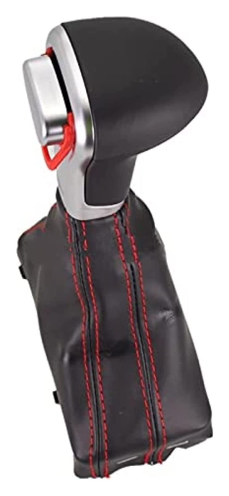 Premium Automatic Gear Shift Knob with Black Leather Boot & Red Stitching - Compatible with Audi A3 A4 B8 A5 A6 C6 Q5 Q7 (2009-2013 Models) - Perfect for Car Interior Upgrades & Enhanced Driving Comfort