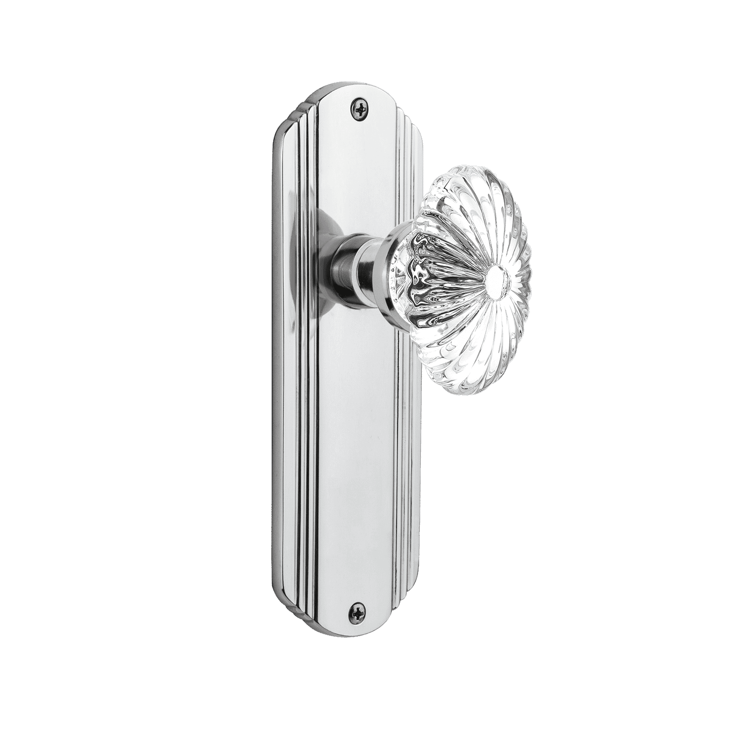 Decorative Long Plate with Oval Fluted Crystal Knob in Bright Chrome - Perfect for Cabinet, Drawer & Furniture Upgrade | Elegant Home Decor Accessory