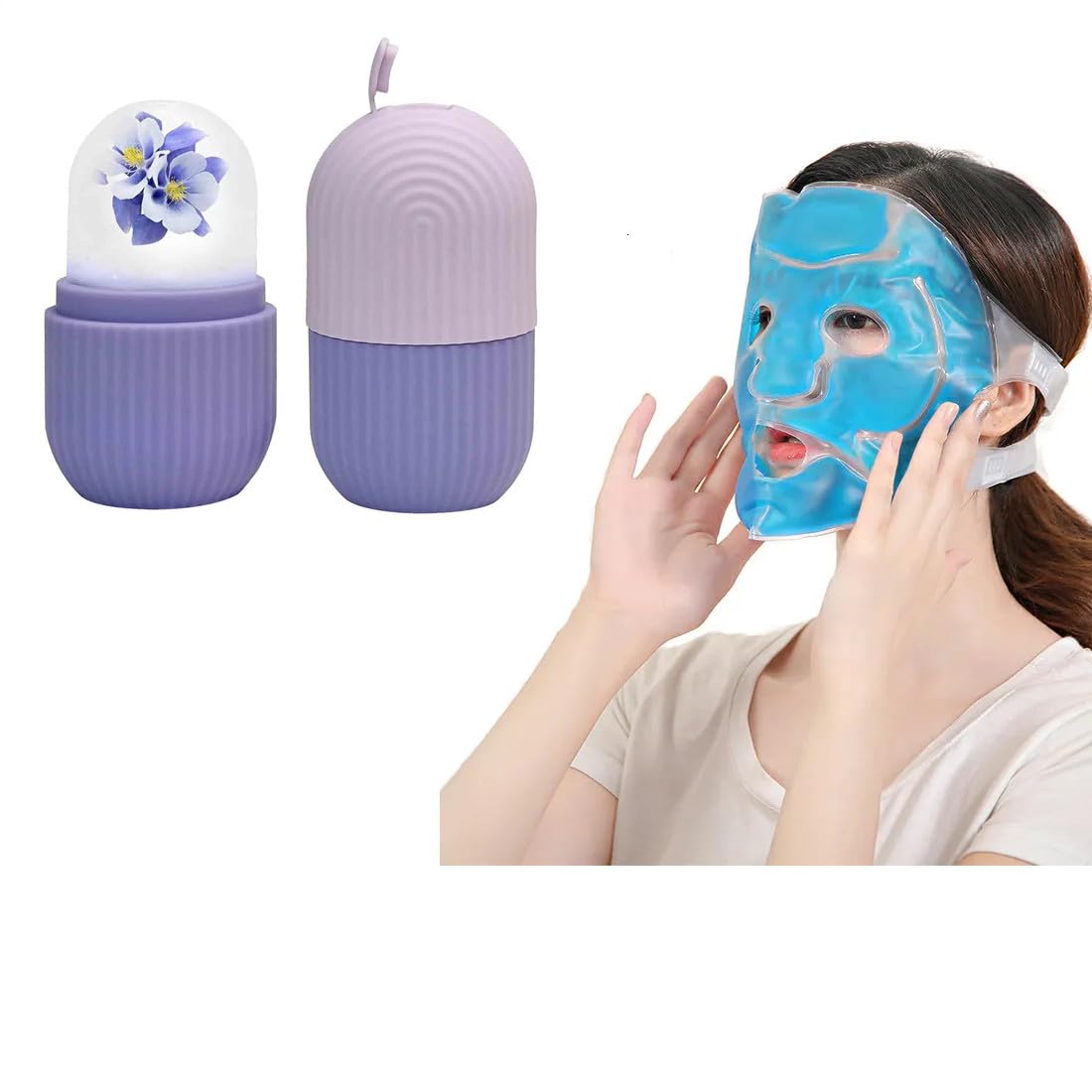 EcommerceHub Cold & Hot Gel Face Mask & Ice Roller Set for Women & Men - Soothing Facial Massager for Puffy Eyes, Glowing Skin & Relaxation - Perfect for Spa Nights & Morning Skincare Routine