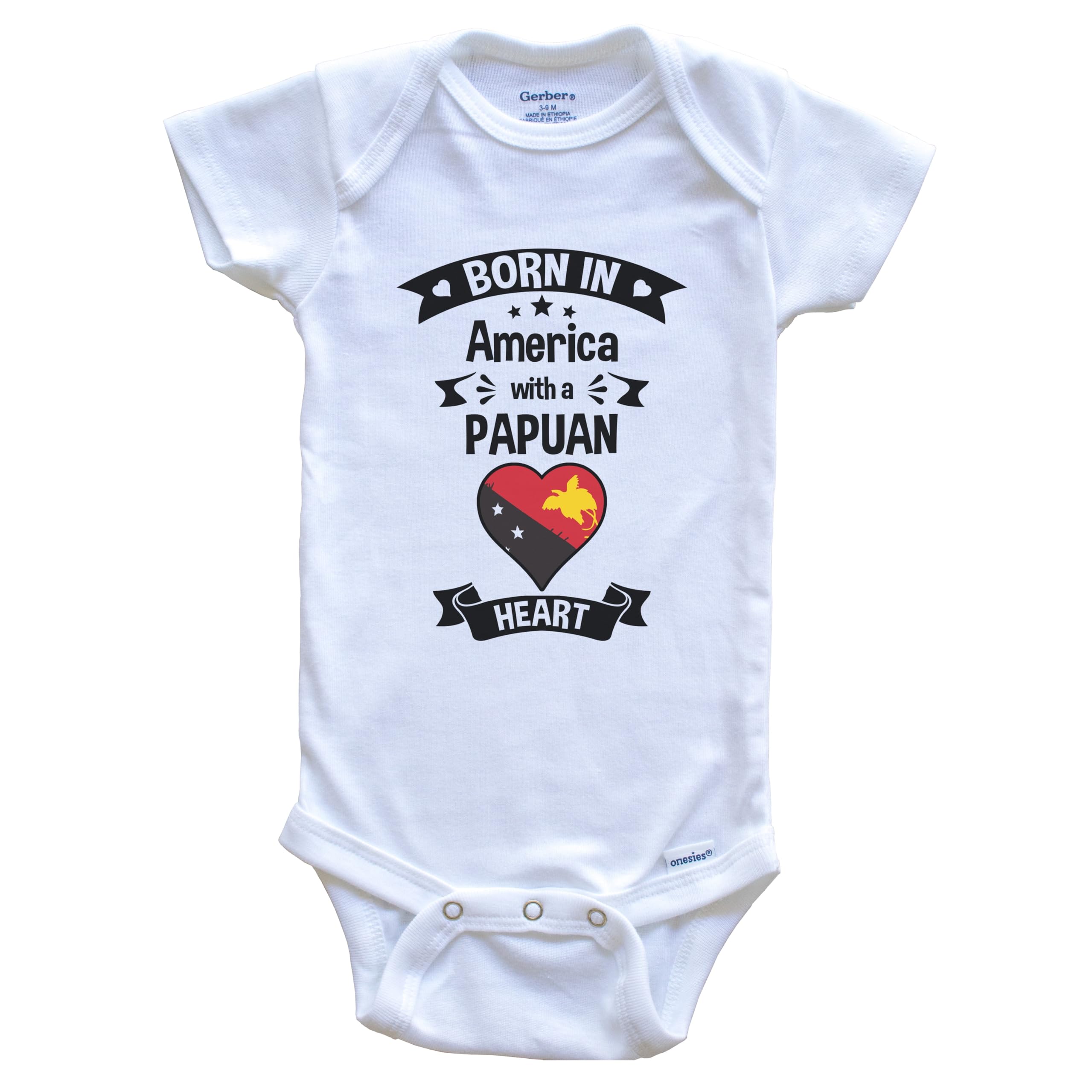 Born in America with A Papuan Heart One Piece Baby Bodysuit - Soft Cotton Infant Romper for Newborns & Toddlers - Perfect for Playtime, Family Photos & Everyday Comfort