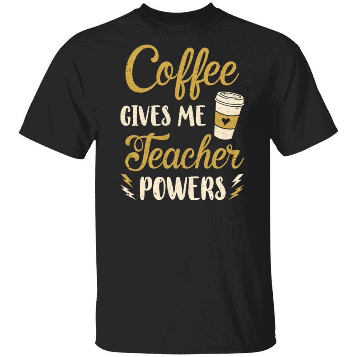 Funny 'Coffee Gives Me Teacher Powers' Short Sleeve T-Shirt - Ateesdas Coffee Lover Gift for Educators - Perfect for School, Classroom & Teacher Appreciation Day