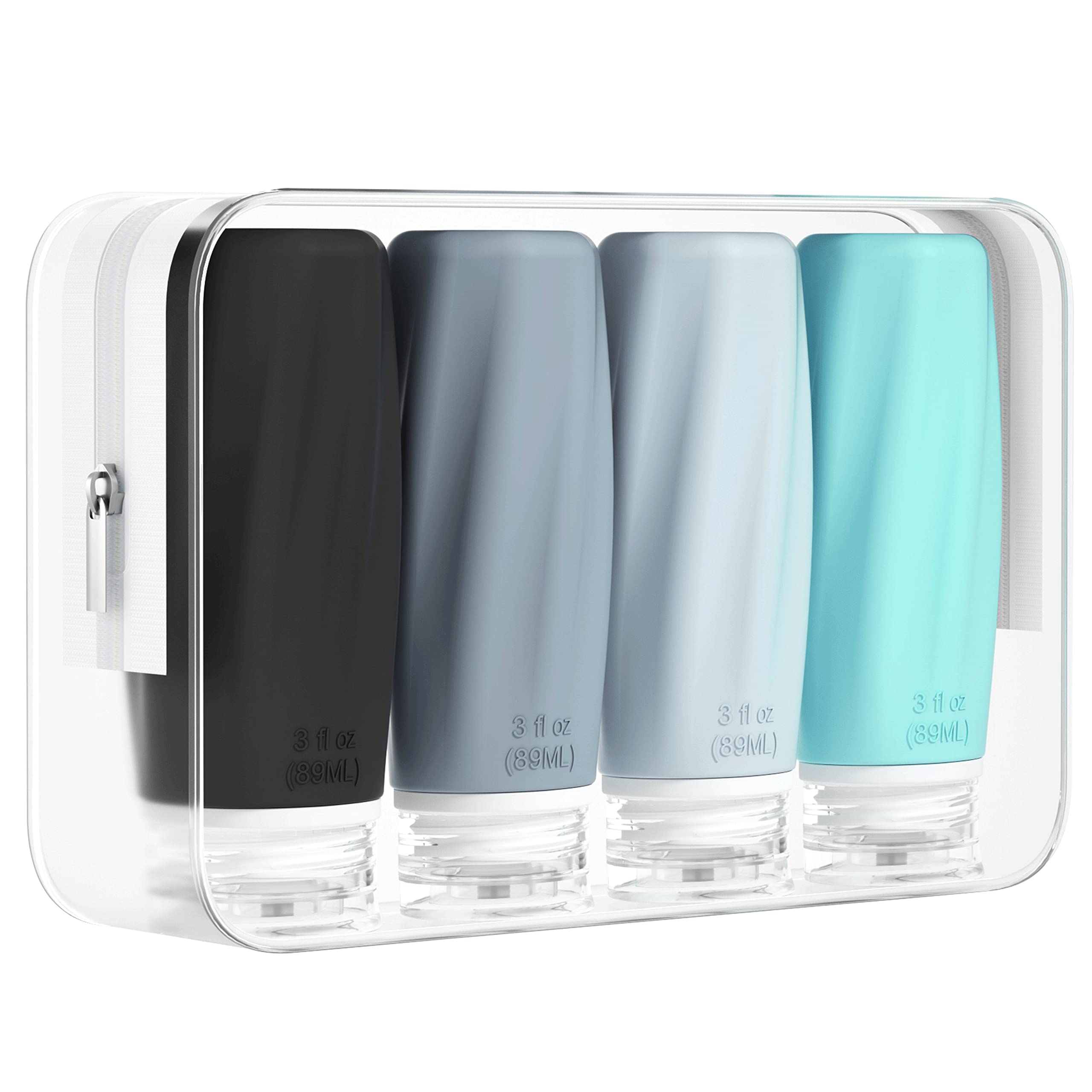 TSA Approved Leak Proof Travel Bottles Set - Silicone Squeezable Toiletry Containers for Shampoo, Conditioner & Lotion | Perfect for Air Travel, Gym & Vacation Essentials