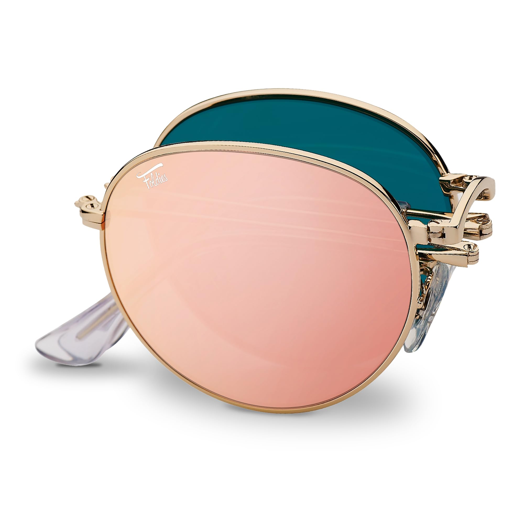 Polarized Round Folding Sunglasses UV400 Protection for Men & Women - UVA/UVB Blocking, Compact Travel Design with Leather Case - Perfect for Driving, Beach, Outdoor Activities & Fashion Accessories
