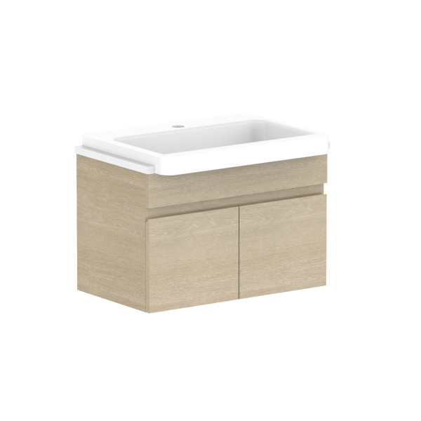 ADP Glacier Pro Semi Recessed All Door Slim Vanity with Solid Surface Top - Modern Bathroom Sink Cabinet for Small Spaces, Perfect for Apartments and Powder Rooms