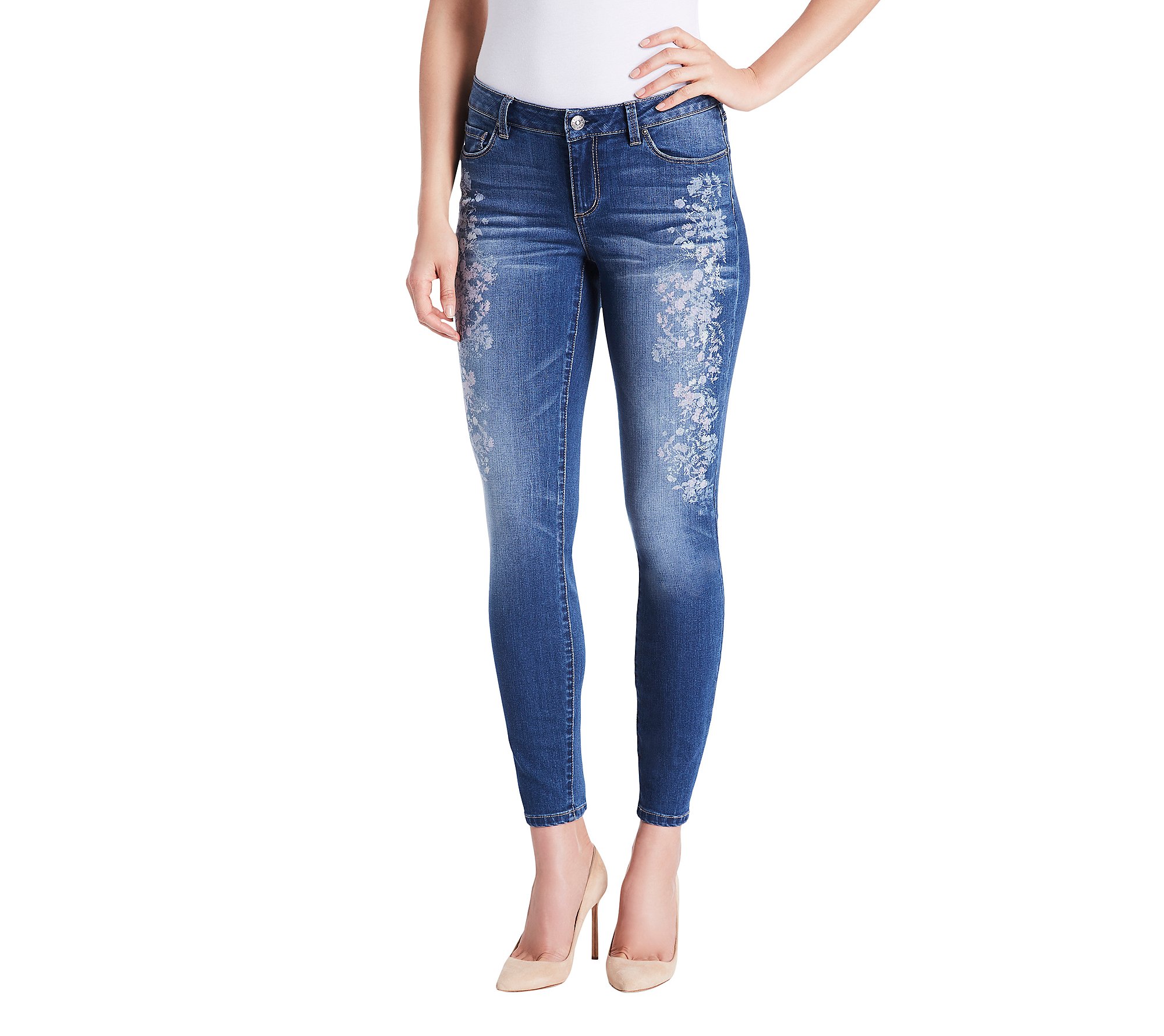 Vintage America Women's Floral Embroidered Boho Slim Skinny Jeans - Stylish High Waist Denim Pants for Casual Outfits & Summer Fashion