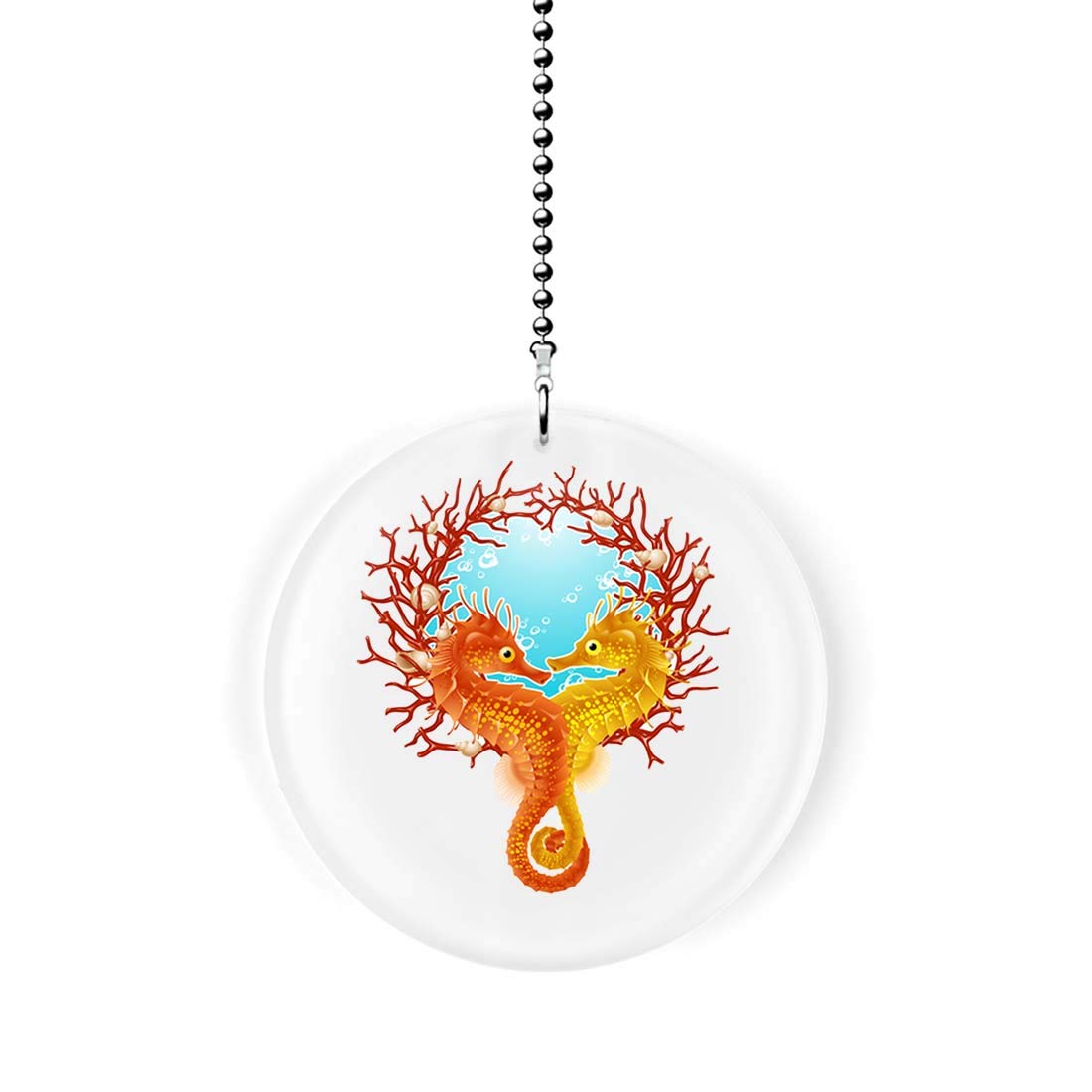 Seahorse Coral Fan Light Pull - Elegant Ceiling Fan & Light Switch Chain - Perfect for Coastal, Nautical & Beach House Decor