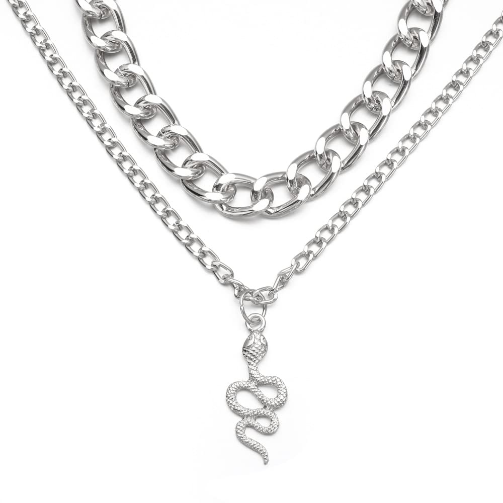 Punk Snake Chain Necklace for Women - Thick Water Wave Pendant Jewelry - Gothic Punk Style Accessories for Day Gifts, Parties & Fashion Statement