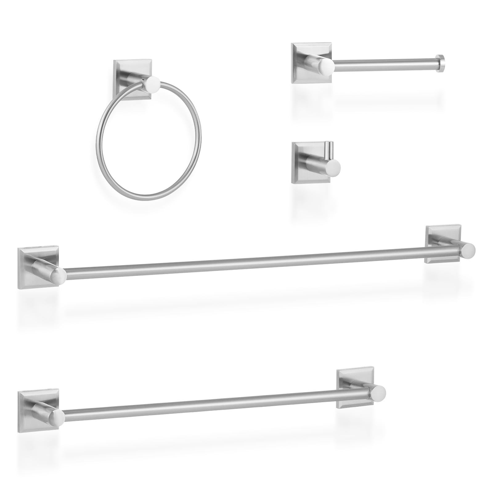 Brushed Nickel 18 & 24 Inch Bathroom Towel Bar Set - 5-Piece Wall Mounted Towel Rack Holder for Bathroom Accessories | Perfect for Showers, Vanities & Spa-Style Decor