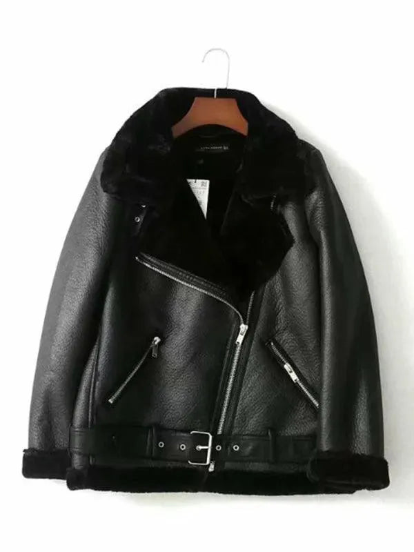 Stylish Motorcycle Fur Winter Coat for Men & Women - Warm & Windproof Biker Jacket for Cold Weather Riding & Outdoor Adventures