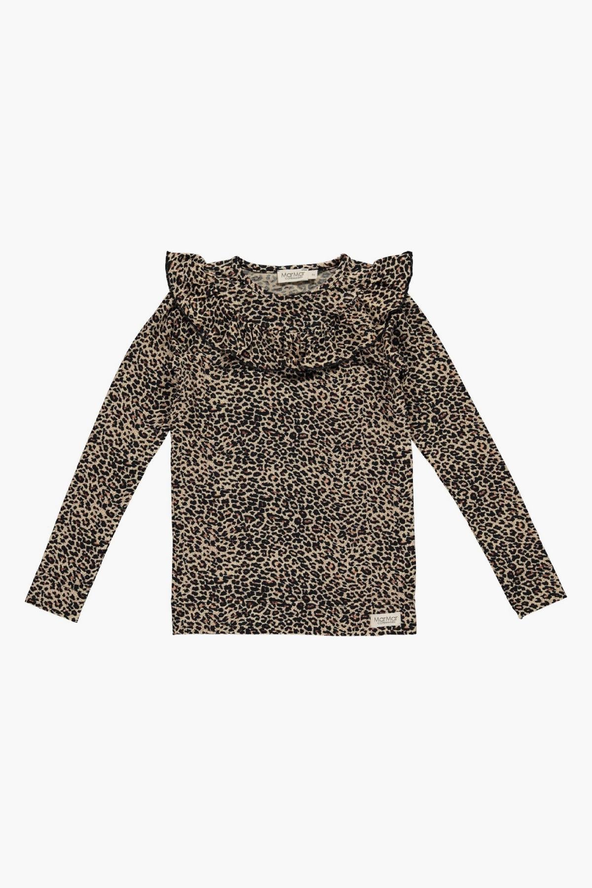 MarMar Copenhagen Leo Tessie Girls Shirt - Brown Leopard Print, Size 14 | Stylish Casual Top for School, Playdates & Everyday Wear