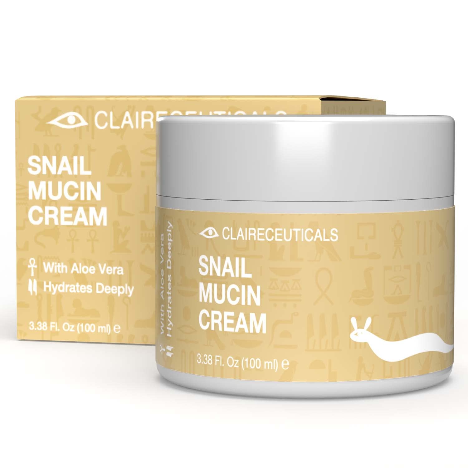 Claireceuticals Snail Mucin Cream - Anti-Aging Collagen Face Moisturizer with Snail Essence, Day & Night Cream for Wrinkles & Fine Lines, Hydrating Snail Slime Facial Cream (100ml) - Perfect for Dry Skin & Nighttime Skincare Routine
