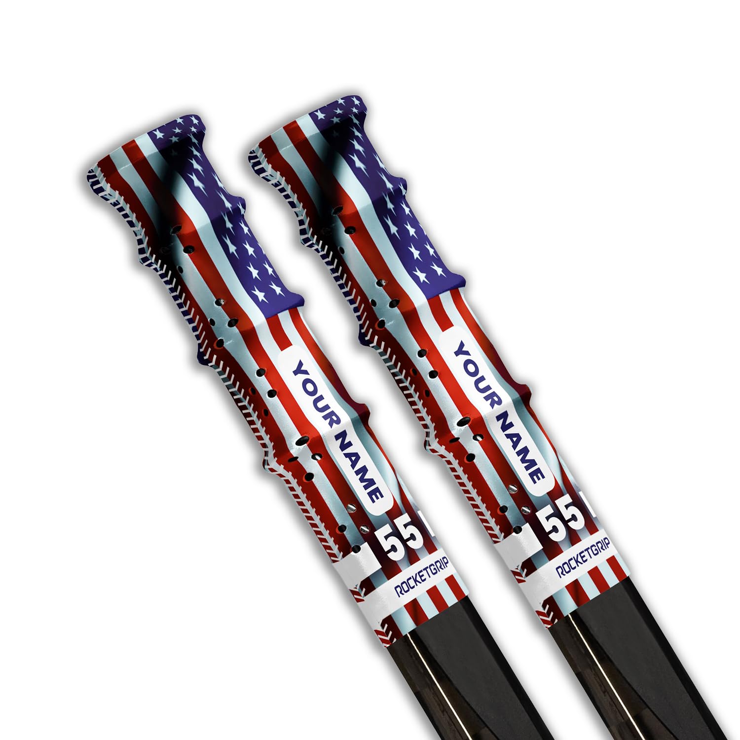 ROCKETGRIP Personalized Hockey Stick Grip Tape 2-Pack - Durable Premium Replacement Grip for Ice Hockey - Easy Installation for Adults & Kids - Perfect for Practice & Game Day Performance