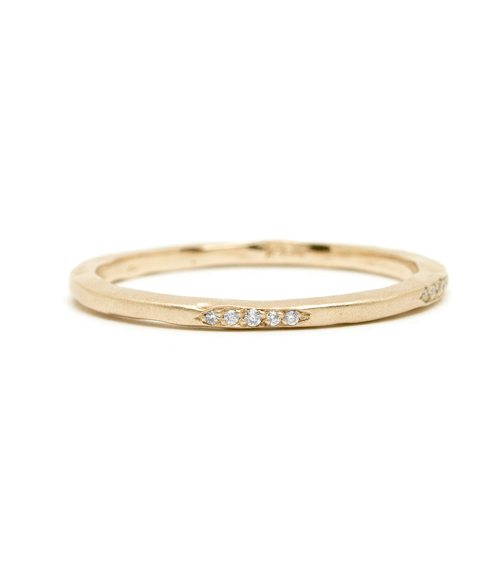 14K Gold Hammered Textured Micro Pave Diamond Stackable Thin Band Ring for Women - Perfect for Layering, Stacking & Everyday Elegant Jewelry