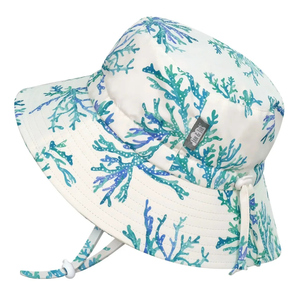 Jan + Jul Aqua Dry Bucket Sun Hat for Women & Kids - UPF 50+ UV Protection, Lightweight & Quick-Drying - Perfect for Beach, Pool & Outdoor Activities - Blue Coral