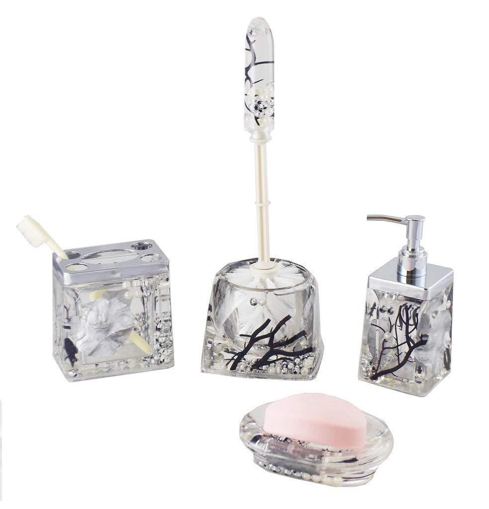 GIFTS PLAZA (D) Sea Theme Bathroom Accessories Set with White Pearls - Perfect for Coastal Decor, Beach House, and Nautical Bathroom Design