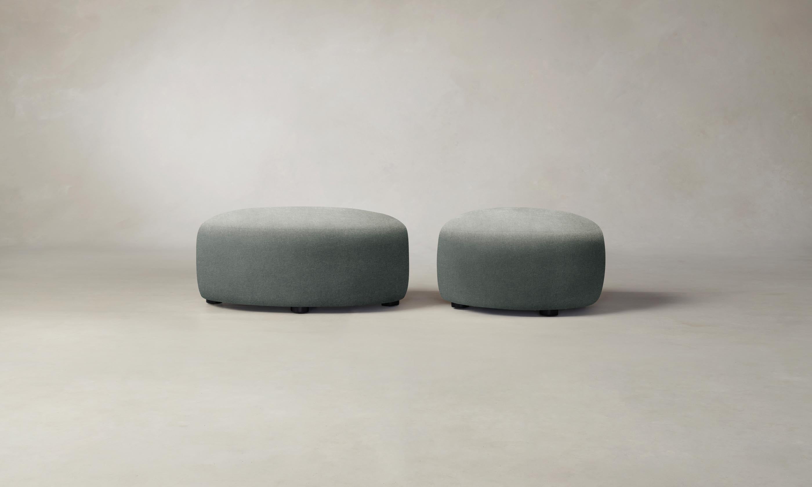 Luxury Mohair Fog Chelsea Ottoman - Elegant Footstool & Accent Chair for Living Room, Bedroom, or Office Decor