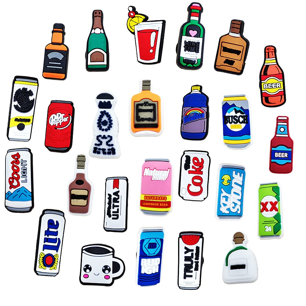 25PCS Beer Themed Shoe Charms - Fun Shoe Decorations for Men & Women - Perfect for Sneakers, Boots & Casual Shoes