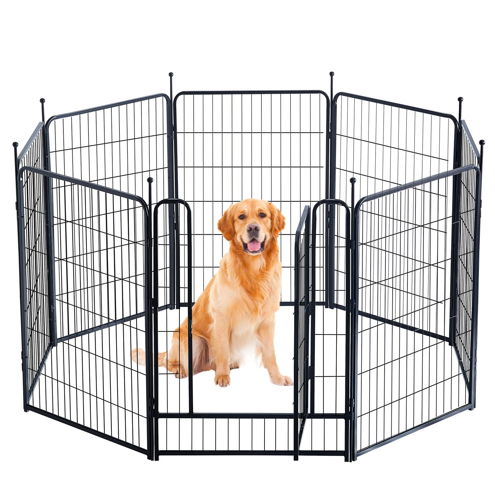 **Foldable Metal Dog Playpen - 40 Inch Portable Outdoor Dog Fence for Large, Medium & Small Dogs - 8-Panel Yard Fence with Door - Ideal for Backyard, Camping & Travel**